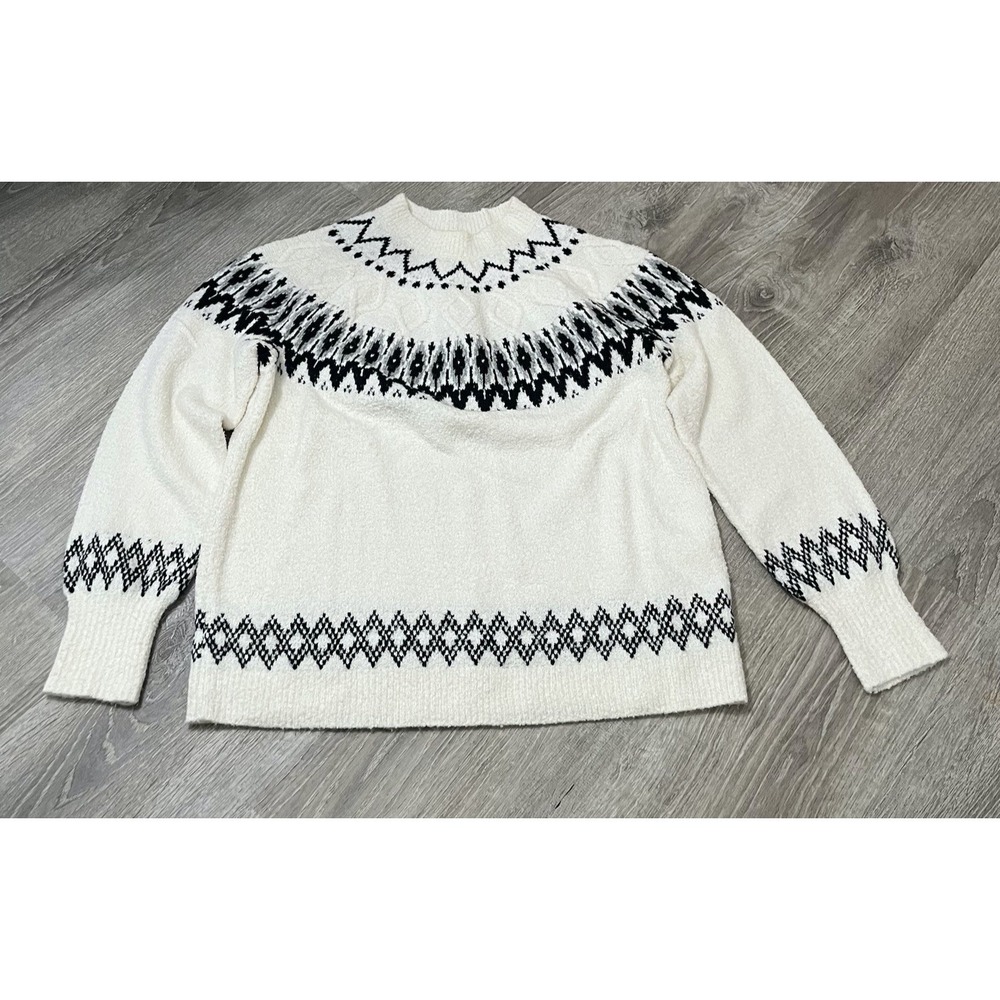 J‎ Jill Cotton Blend Knit Sweater Oversized Sz Medium Tall Cottage
